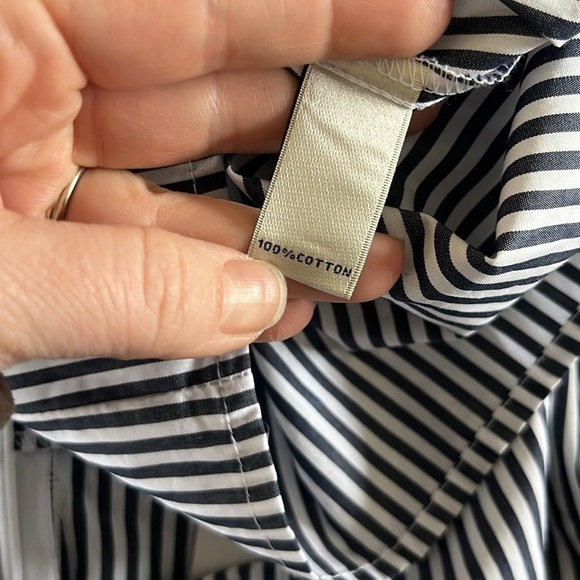 Neiman Marcus Striped Long Sleeve Blouse with Bell Sleeves Blue & White New - Picture 9 of 12